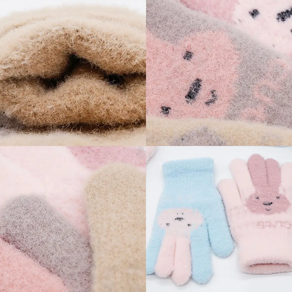 4-10 Years Children Girl Gloves Knitted Winter Boy Full Finger Wool Gloves Baby Girls Cute Rabbit Warm Soft Knitted Kids winter gloves baby mittens