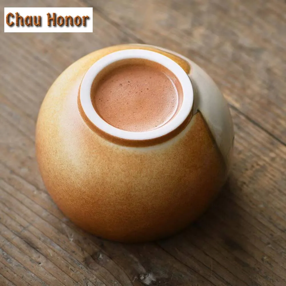 200ml Antique Soda Galze Ceramic Teacup Retro Flower Blossom Rich Tea Bowl Japanese Coarse Pottery Big Belly Cup Puer Master Cup