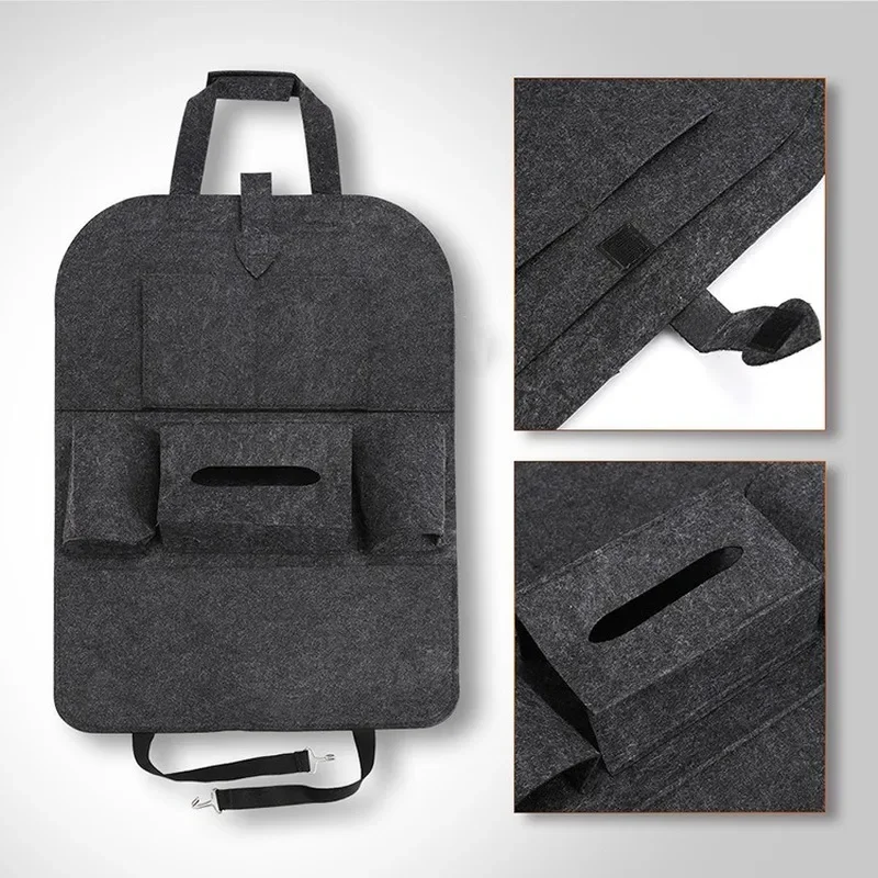 Car Seat Back Storage Bag 1pc Universal Car Back Seat Storage Bag Organizer Trunk Elastic Felt Storage Bag 6 Pockets Organizer Hanging Car Accessories