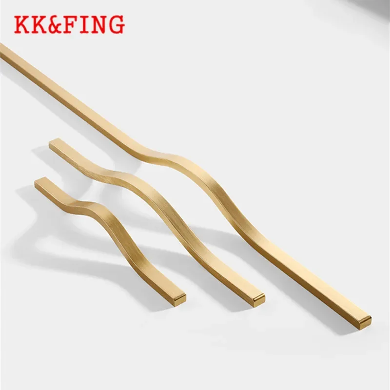KK & FING 간단한 알루미늄 합금 골드 닦았 가구 캐비닛 도어 핸들 옷장 찬장 도어 서랍 핸들 가구 하드웨어