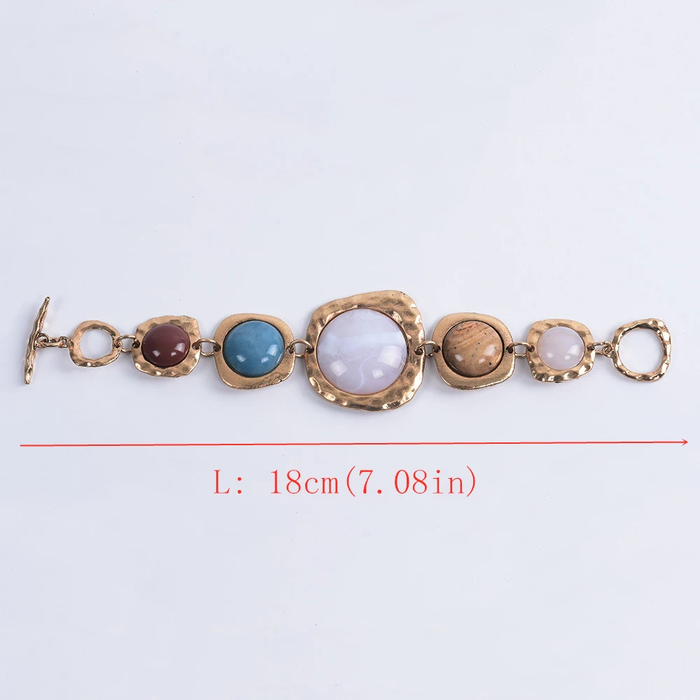 Bracelet Jewelry Indian Vintage Resin Stone Bohemian Ethnic Statement Retro Metal Link Women