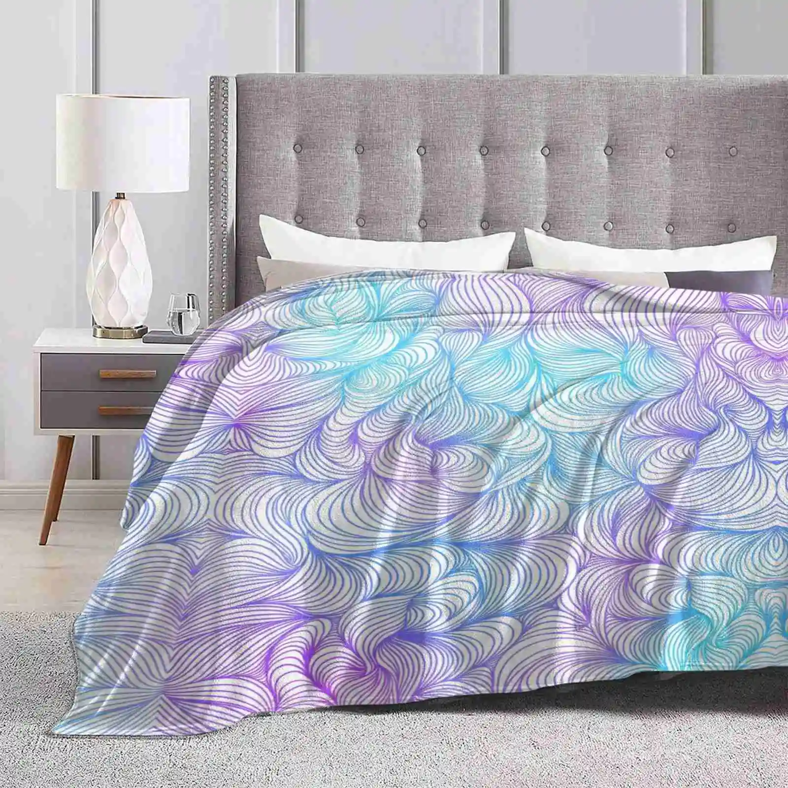 

Сине-фиолетовые супер теплые мягкие одеяла для плавания на диван/кровать/Путешествие океанская вода красивые волны плавки Триппи уникальные для девушек