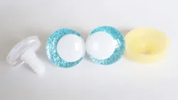 20pcs Multicolor 14mm - 35mm Glitter Comical Toy Eyes with Hard Washers - 35mm (Light blue)