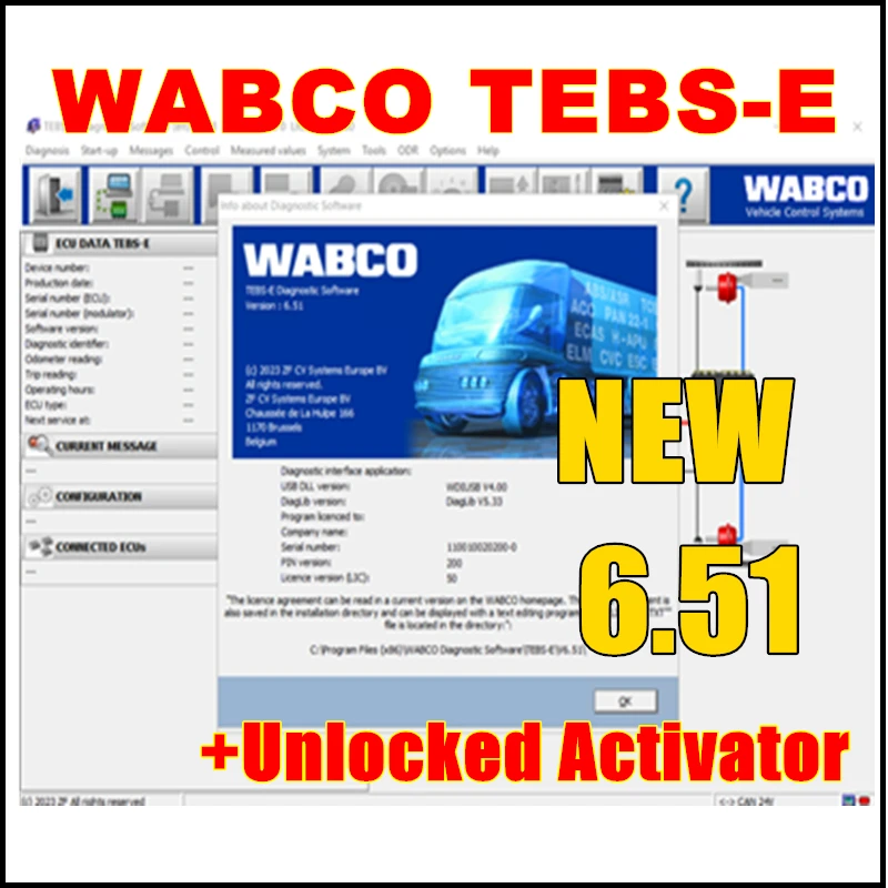 

2024 хит! Диагностическое программное обеспечение Wabco TEBS-E 6,51, не старое диагностическое программное обеспечение 6,50 с 9 языками + разблокированный генератор ключей