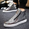Classic Original Men's Black Sneakers Zip Skateboarding Shoes For Men Designer Leather Silver Sneakers Autumn Men High Top Shoes 6