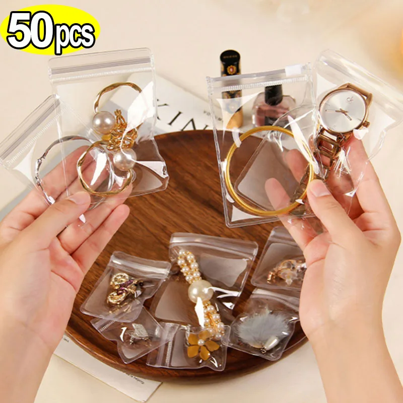 

Thicken PVC Jewelry Package Bags Transparent Anti-Oxidation Organizer Bag Display Packaging Storage Self Sealing Pouches Bags