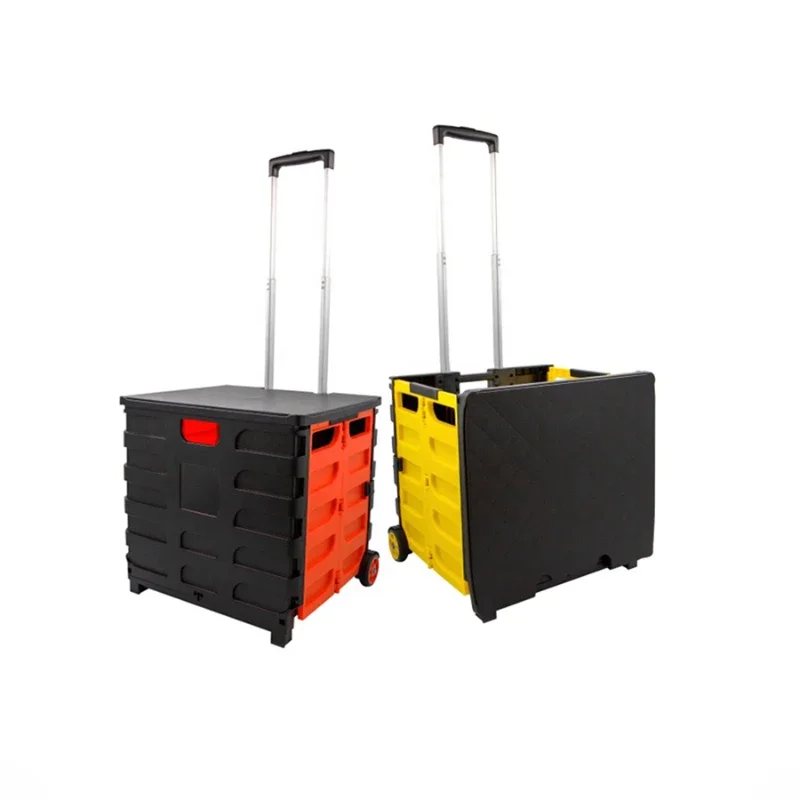 2 Wheel Climbings Tair Plastic Mini Folding Luggage Supermarket Foldable Small Portable Shopping Trolleys Bag Cart