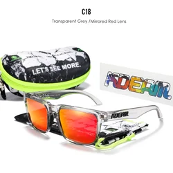 KDEAM Unisex Polarized Square Sunglasses - Casual Outdoor Style with New Packaging (C18 mirrored red)