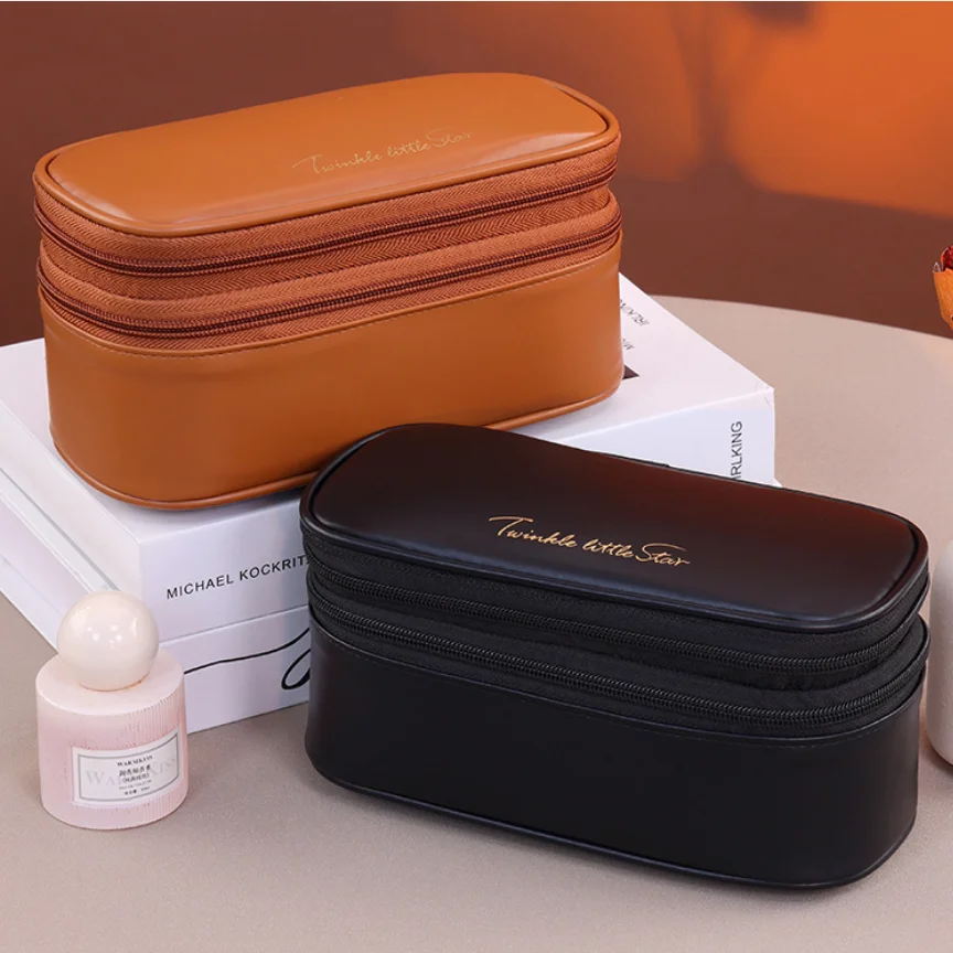Women's Cosmetic Bag Makeup Bag Double Layer Large Capacity Luxury Cosmetics Organizer Travel Essentials Women's Cosmetic Bag - 3