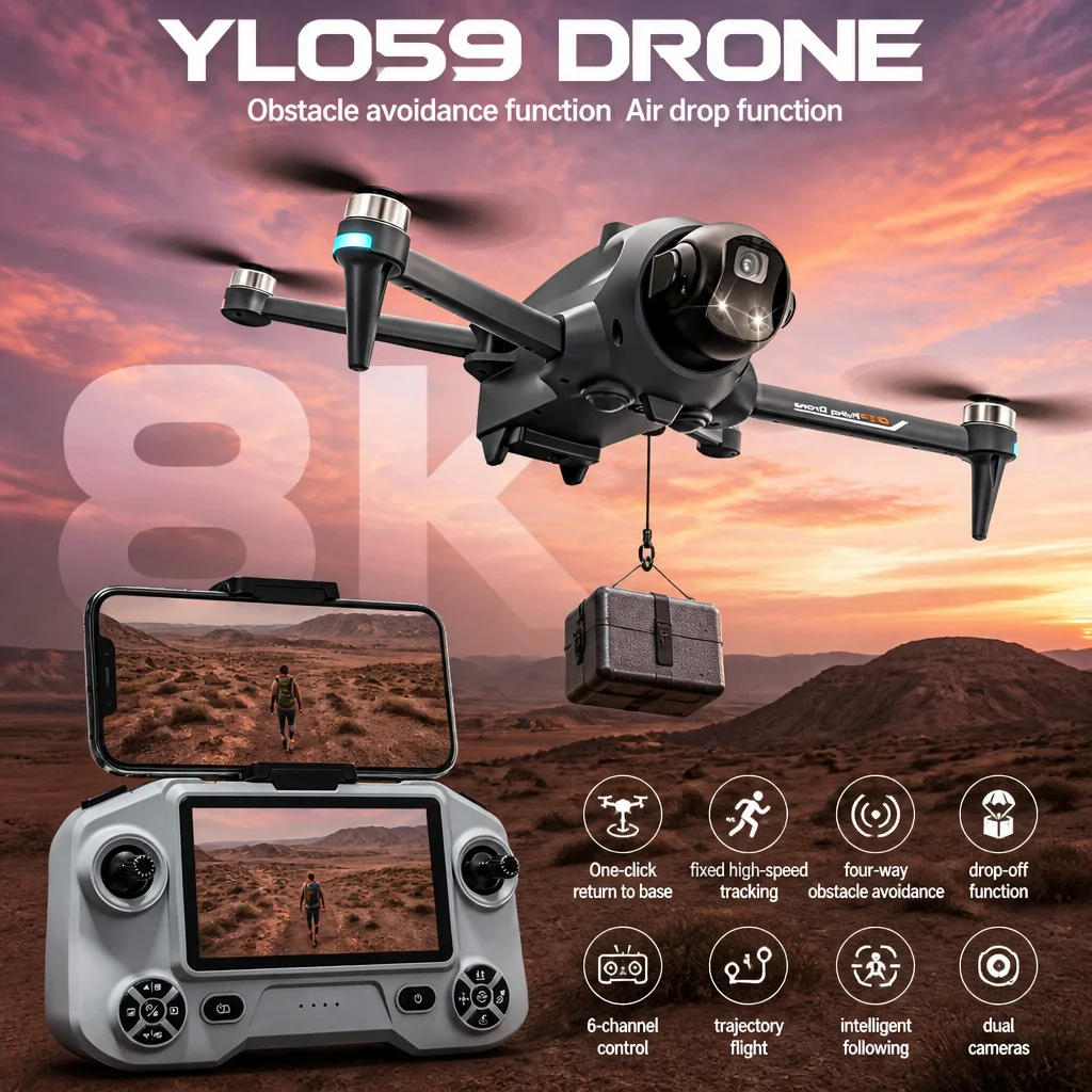 Drone Potensic GPS con Ritorno Automatico, Evitamento Ostacoli, Veicolo Aereo Professionale, Seguimento Intelligente, Telecomando con Schermo, Quadricottero