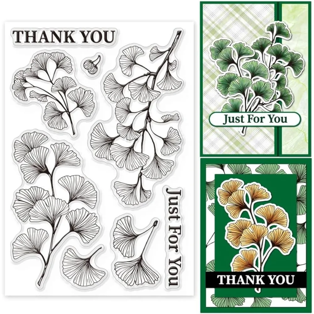 

Ginkgo Leaves Branches Clear Stamps for Cards Making Autumn Silicone Clear Stamp Seals Transparent Stamps for DIY Scrapbooking