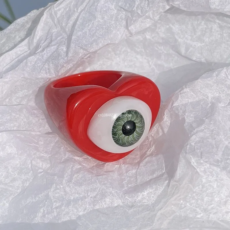 Nicey Punk Coloré Résine Acrylique Bleu Turc Turc Turc Chanceux Bague