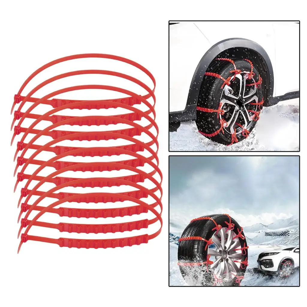10PCS Snow Tire Chain Anti-Skid Belt for Car Truck Emergency Winter Driving