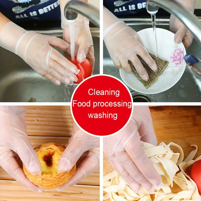 Disposable Gloves 100/200PCS TPE Powder Free Latex Free Suitable for Kitchen Bathroom Cleaning