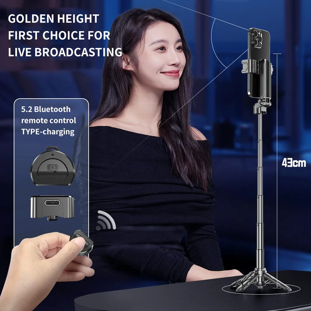 Selfie Stick Phone Tripod Wireless Bluetooth Portable Mini Android Iphone Shooting Vlog