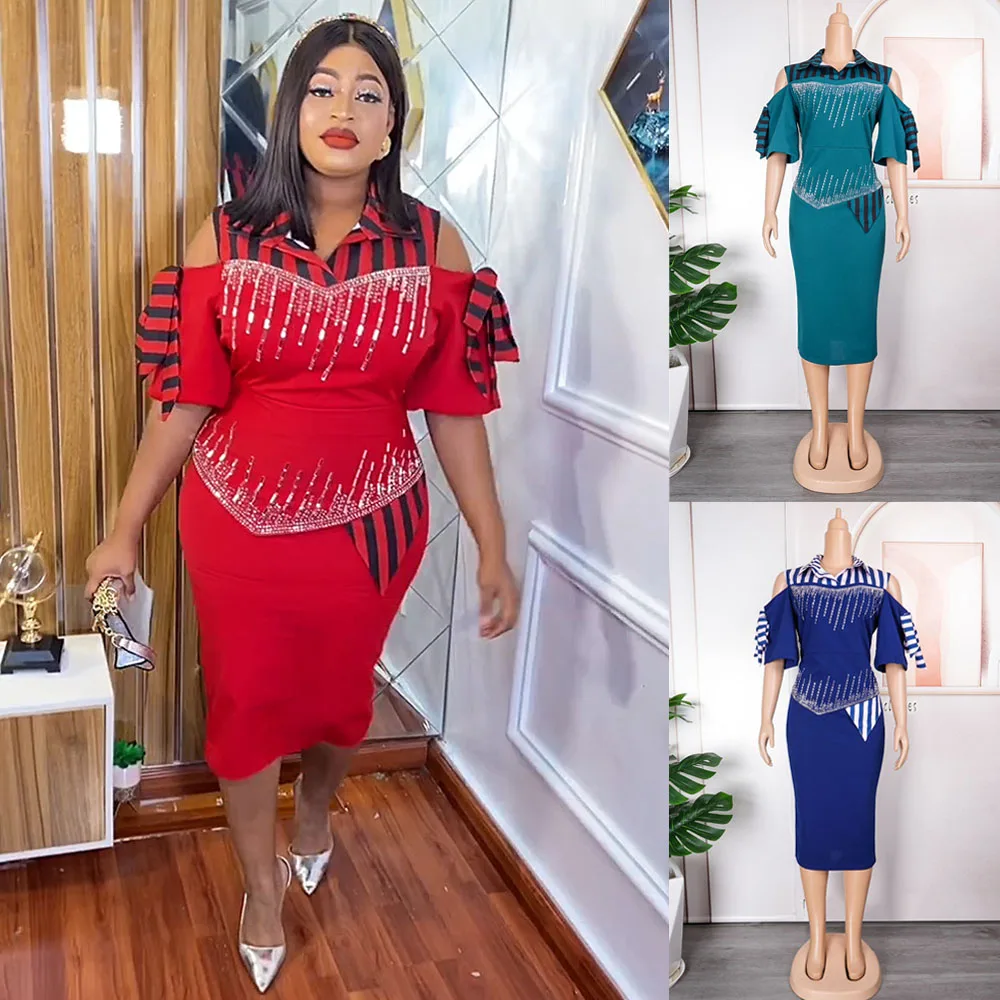 

Elegant African Dresses for Women Summer Africa Clothing Plus Size Wedding Party Dress Dashiki Ankara Office Lady Outfits Robe