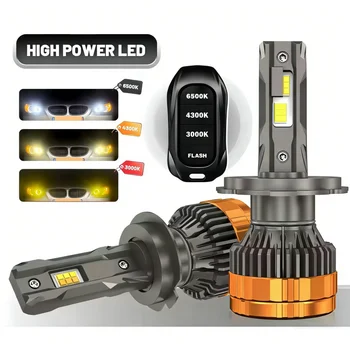 H4 LED Headlights With H1 H7 H11 9005 9006 HB3 HB4 6000K 4300K 3000K Three Color Remote Control for Car Headlights Lights 12V 1