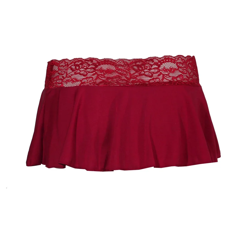 Summer New Women's Fashion Cute Short Skirt Sexy Temptation Casual Solid Color Lace Splicing Low Waist Mini Skirts Sleepy Pants_ecoleips.com