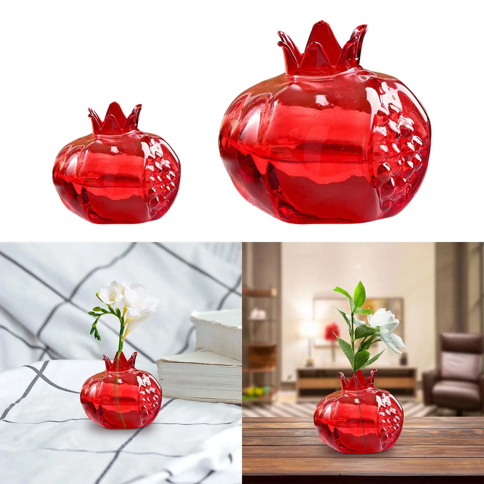 Pomegranate Shaped Flower Vase Desk Organizer Glass Hydroponic Plant Pot
