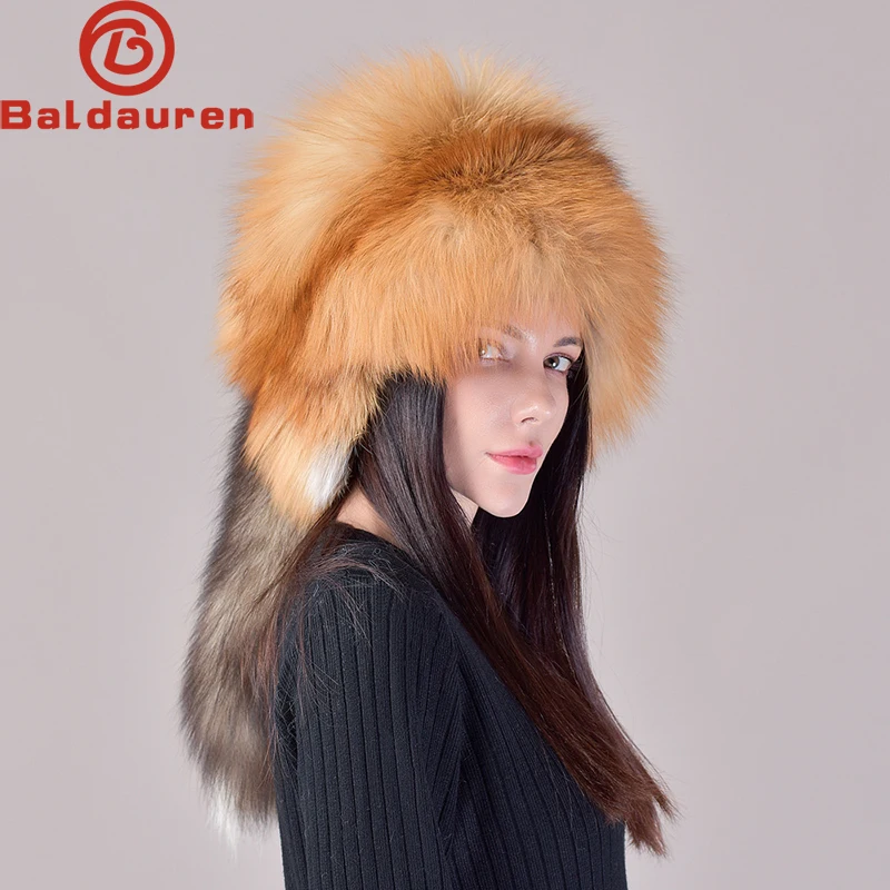 Red Fox Fur Trapper Hat