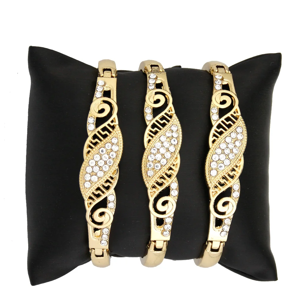 Sunspicems Arabic Thin Bracelet Sets Women Crystal Wrist Bangle Gold Color Bride Wedding Jewelry Morocco Bracelet Festival Gift bangle bracelet crystal bracelets