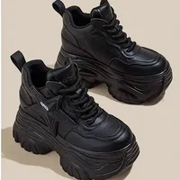 Thick Bottom Dad Shoes Women's Cotton Sports Casual Heightening Winter Fleece Lined Women's Shoes 8cm Increase Height