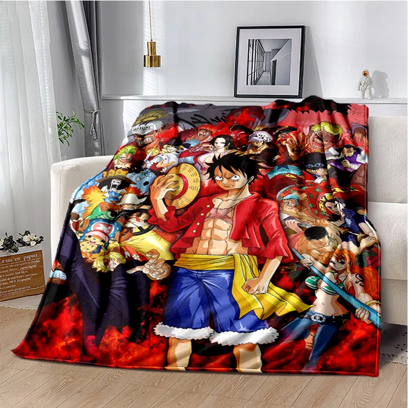 One Piece Luffy & Crew 2026 Flanell-Decke 3D-Druck Weiche Warme Anime-Charaktere Wurfdecke Leichte Gemütliche Bettdecke für Fans