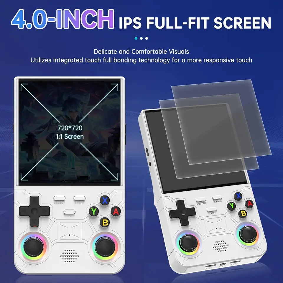 New R36 Ultra 128GB 64GB Retro Handheld Game Console 4.0-inch Open