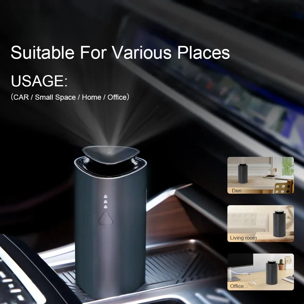 휴대용 차량 디퓨저 가습기 자동 공기청정기 아로마 방향제 USB 충전식 차량..
