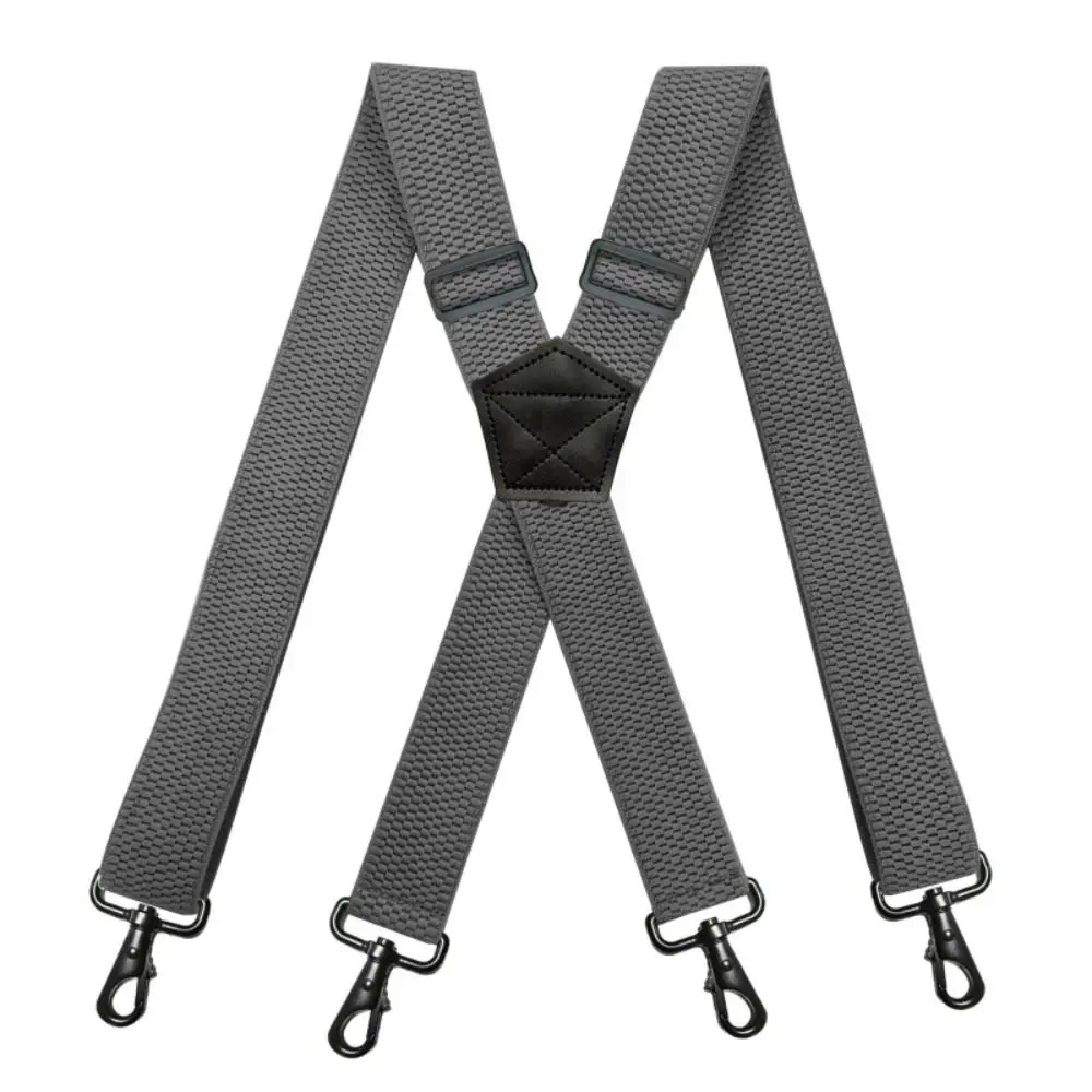 Adjustable Men\'s Suspenders X-Shape Heavy Duty Work Braces Suspenders 4 Hooks 3.8cm Wide Trouser Straps Belt Work Outdoor