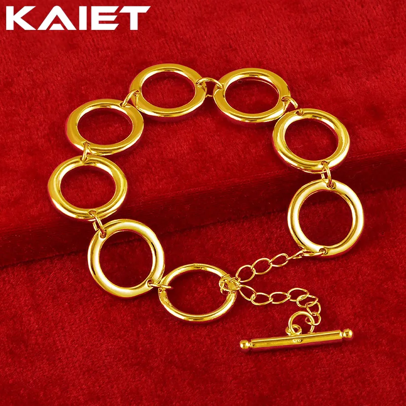 

KAIET 24K Gold Color Round-Ring Chain Bracelet For Women Men Fashion Charm Accessories Jewelry