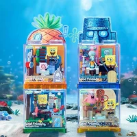 Spongebob Building Blocks Patrick Star Krusty Krab Squidward Tentacles Room Model Bricks Set Desktop Ornaments Kids Toys Gifts 1