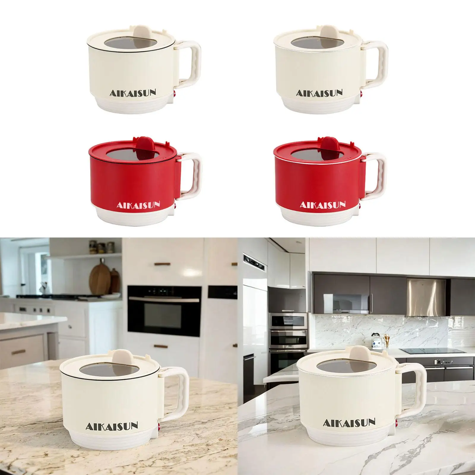 Electric Hot Pot Household Nonstick Portable Electric Cooker 1.5L Frying Pan for Oatmeal Dumpling Ramen Soup Eggs 3