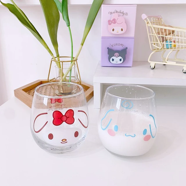 Kawaii Cartoon Sanrioed Kuromi My Melody Cinnamoroll Cute Glass