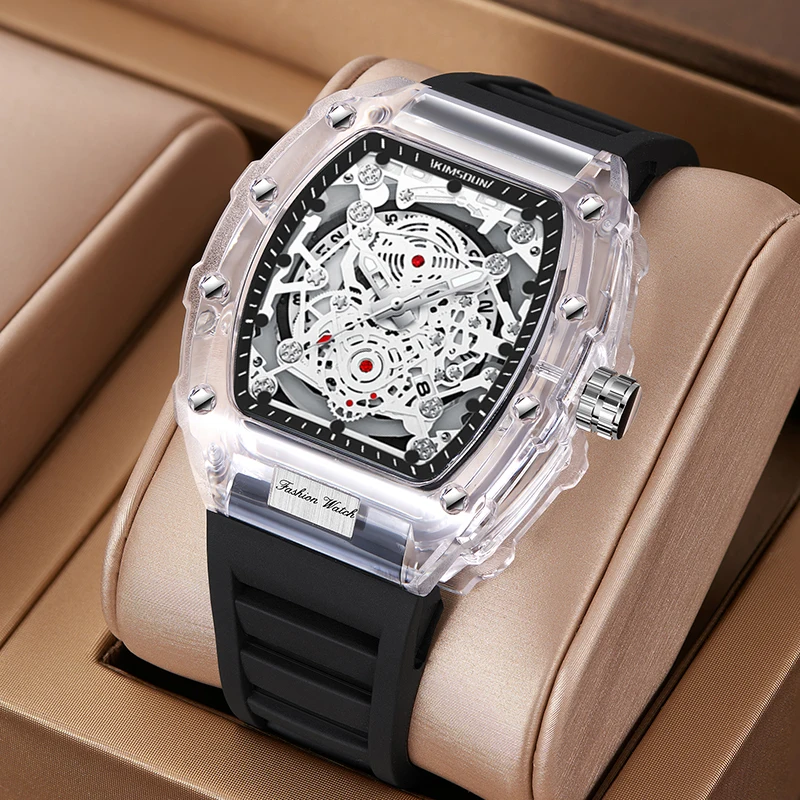 Tonneau Barrel Shaped Quartz Watch Waterproofing Transparent Style Fashion Watches Non Mechanical Uniqueness Watch