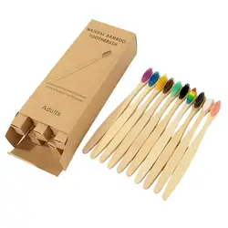 Eco - Friendly Bamboo Toothbrush Set - Soft Bristle Charcoal Brushes, Pack of 10, Vibrant Colors (A)