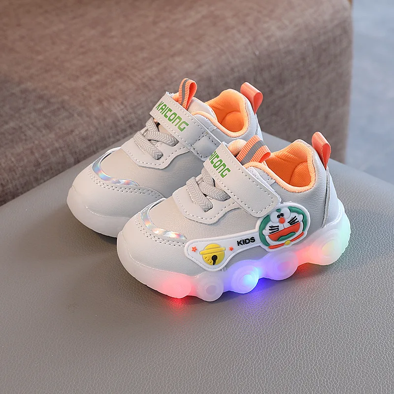 Kid Shoes Children Sports Shoes 2023 Spring/Summer New Boys/Girls LED Light Casual Shoes Soft Sole Small White Shoes Zapatillas