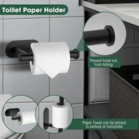 ชุดอุปกรณ์ห้องน้ำ  กาวตนเอง  สีดำด้าน  ชุดอุปกรณ์ห้องน้ำ  สแตนเลส  ตะขอเสื้อคลุม  ที่ใส่กระดาษชำระ  ฮาร์ดแวร์ 3