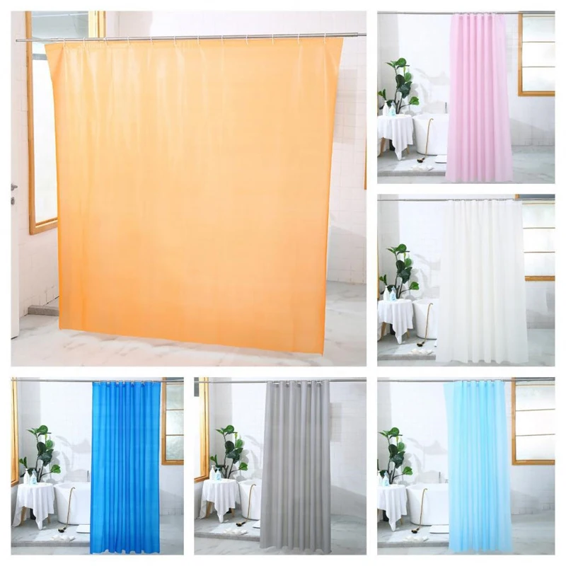 PEVA Bathroom Shower Curtain With Hooks 180x180cm Waterproof Thickening Bath Curtain Home Solid Shower Accessories