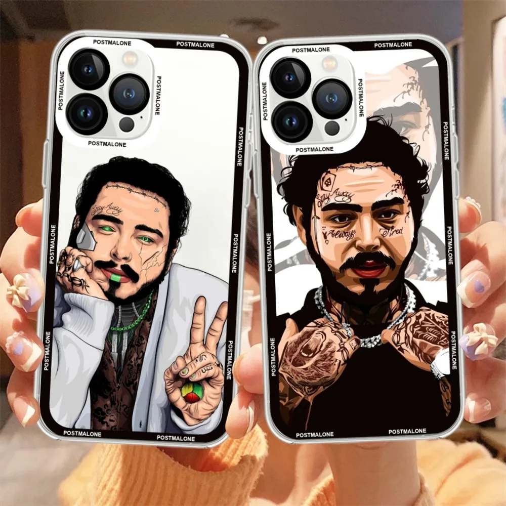 

Singr P-Posts M-Malones Phone Case For iPhone 11 12 Mini 13 14 15 Pro Max Transparent Shell