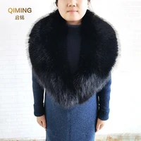Autumn Winter Female Faux Fur Collar Fluffy Imitation Fox Fur Scarf Fake Raccoon Large Furry Shwal Neck Warmer Women Decoration  2