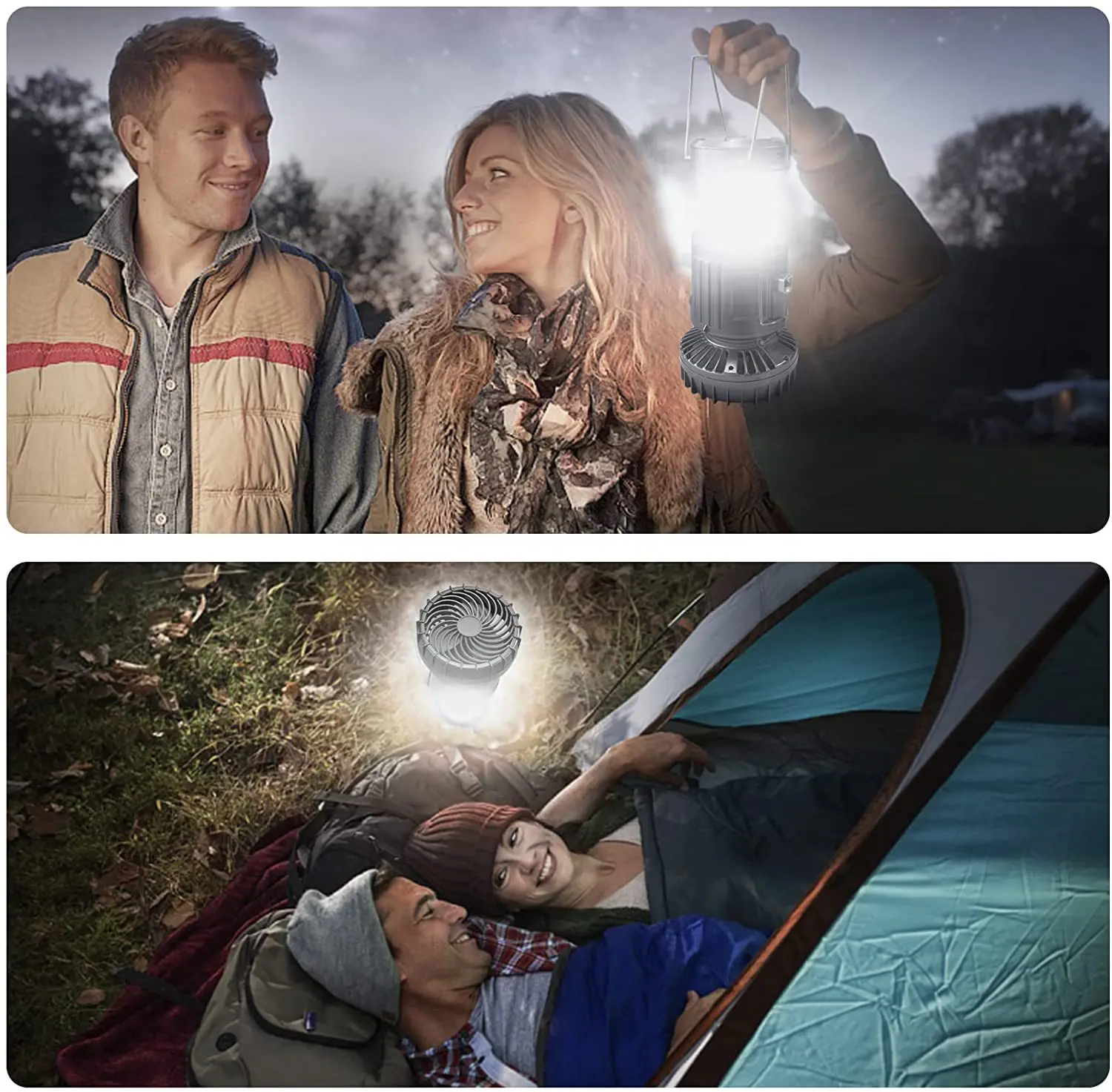 5000LM Camping Fan Portable Rechargeable Foldable Hangable Power Bank Lamp Handheld Lantern With Solar Charging