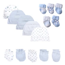 

Newborn 12/15Pieces Hats+Gloves+Socks Set Cotton Solid Color Infant Headwear 0-12M Cartoon Baby Boy Girl Accessories
