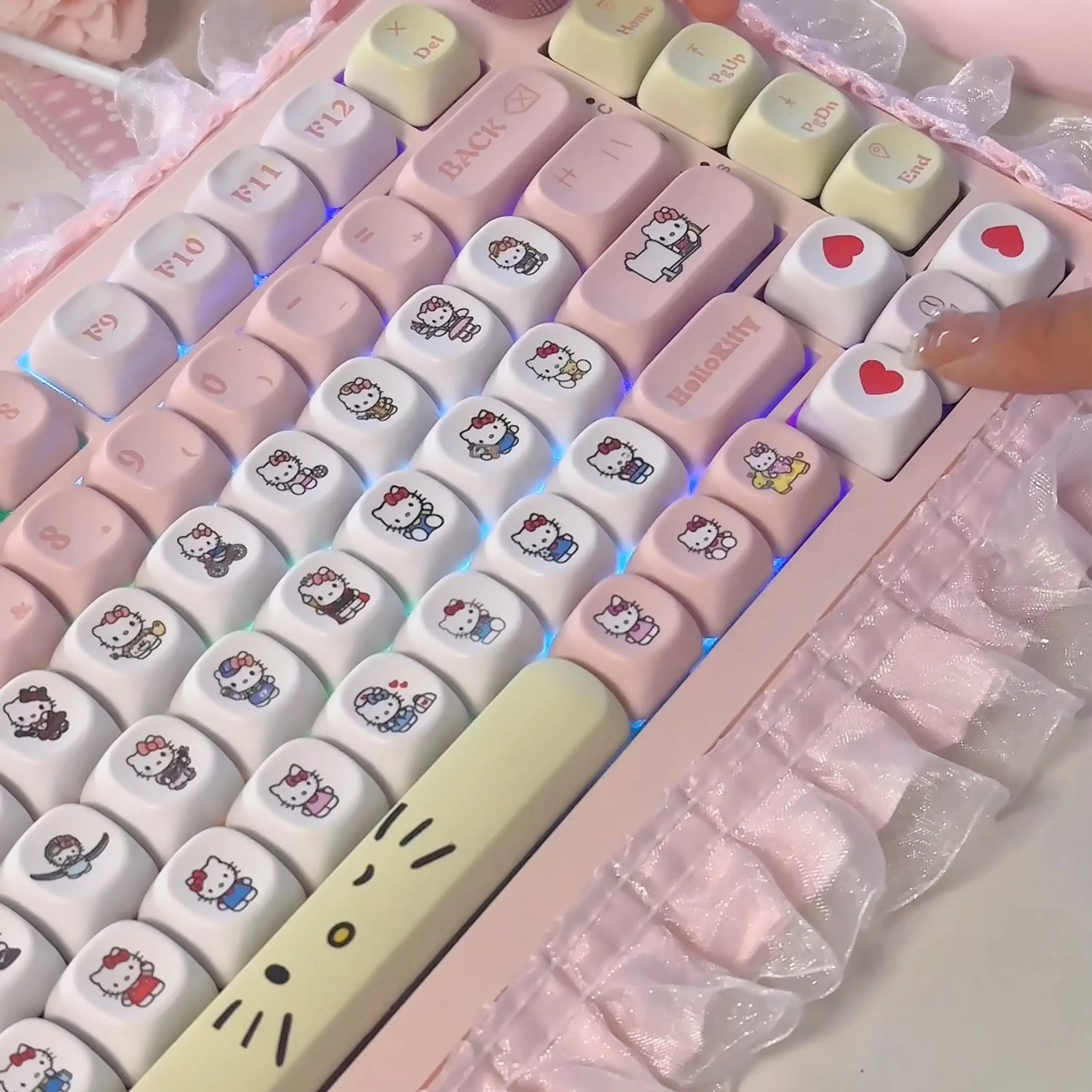 헬로키티 헬로키티 KT 핑크 테마 오리지널 투명 PBT 라운드 볼 키캡
