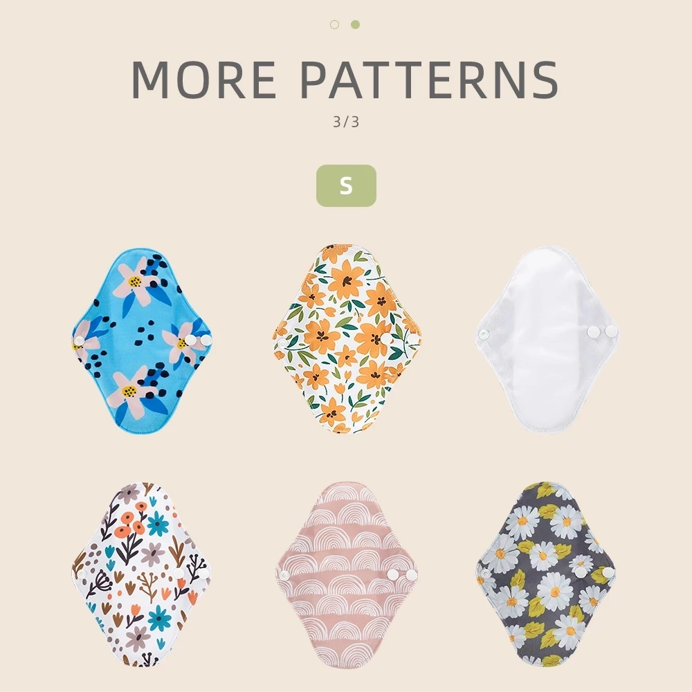 HappyFlute 5pcs/set Random Reusable Menstrual Pads Sanitary Napkin Absorbent Menstrual Ecological Cloth Pads With Fashion Prints