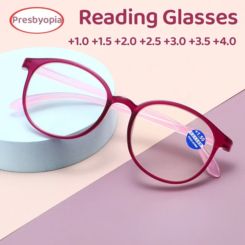 

Women Fashion Anti Blue Light Reading Glasses Vintage Round Farsighted Eyeglasses Anti-fatigue Hyperopia Prescription Eyewear