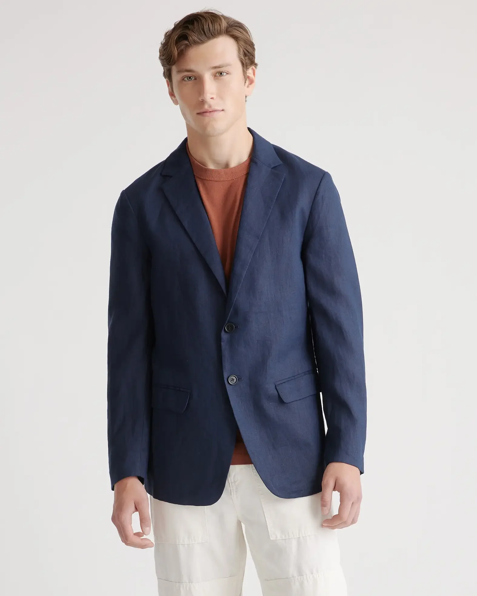 

2024 Summer Linen Blue Elegant Men Suits Jacket Casual Slim Fit Blazers Hombre Notch Lapel High Quality Custom Costume Homme