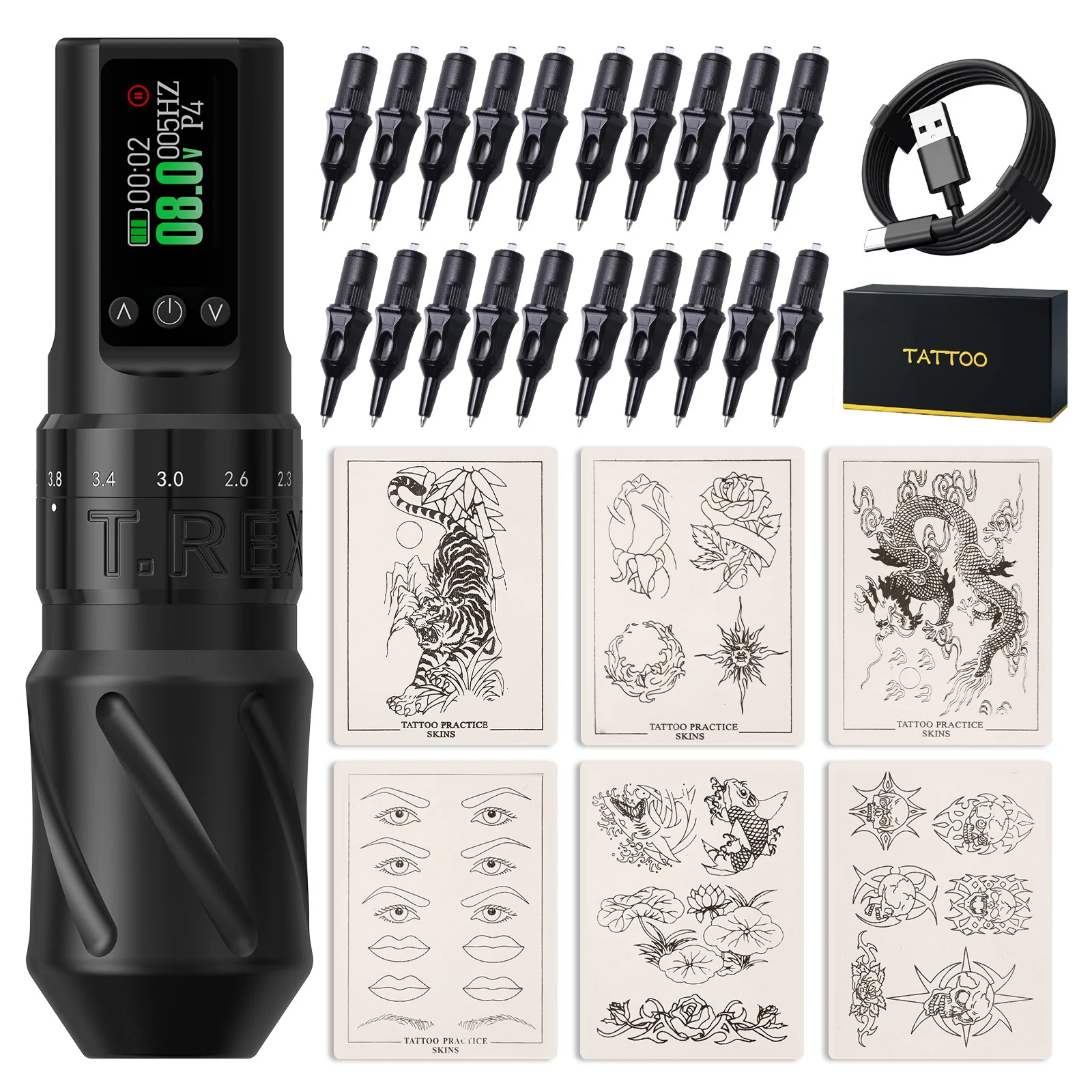 Tattoo Gun Kit T-Rex Tattoo Kit Complete Wireless Tattoo Machine