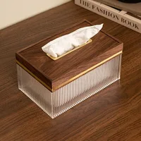 Black Walnut Tissue Box Brass Frame Decorative Dining Room Napkin Organizer European Living Room Desktop Tissue Tissue Boxes 1
