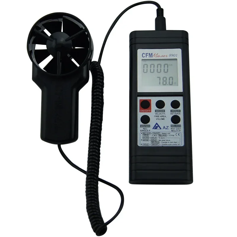 AZ8901 휴대용 디지털 풍속계, HVAC 환기용 휴대형 풍속 및 풍량 측정기